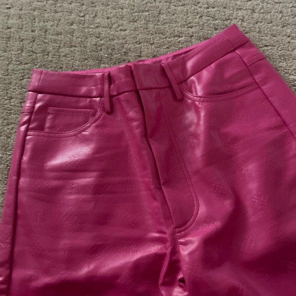 ROTATE Birger Christensen 'Rotie' Monogram Faux Leather Pink Pants 4 Bin 300 - Picture 10 of 16